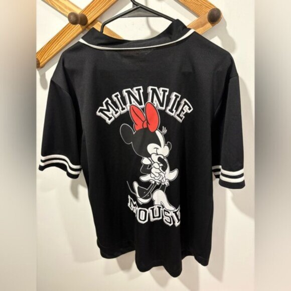 Disney Minnie Mouse black baseball jersey shirt with a button-front - Picture 4 of 5